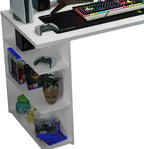 Madesa Gaming Computer Desk 53 Inch With 5 Shelves Cable Management - White