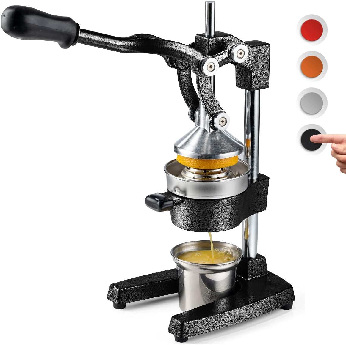 Commercial Manual Citrus Juicer Press With Stainless Steel Cup - Black