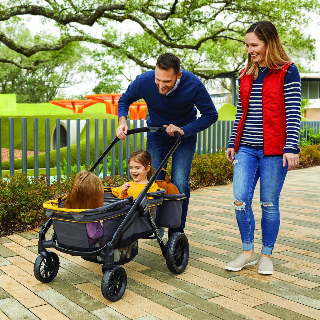 2-in-1 All-Terrain Baby Stroller Wagon With Canopy And Storage - Gray