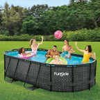 Funsicle Oasis Designer Oval Above-Ground Pool Set, 167 x 98 x 39.5 Inches - Dark Herringbone Gray