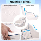 Pontoon Boat Captain's Bucket Seat, White & Blue, 19.5 in H x 22 in W x 21.5 in D - Boat Cabin Seating