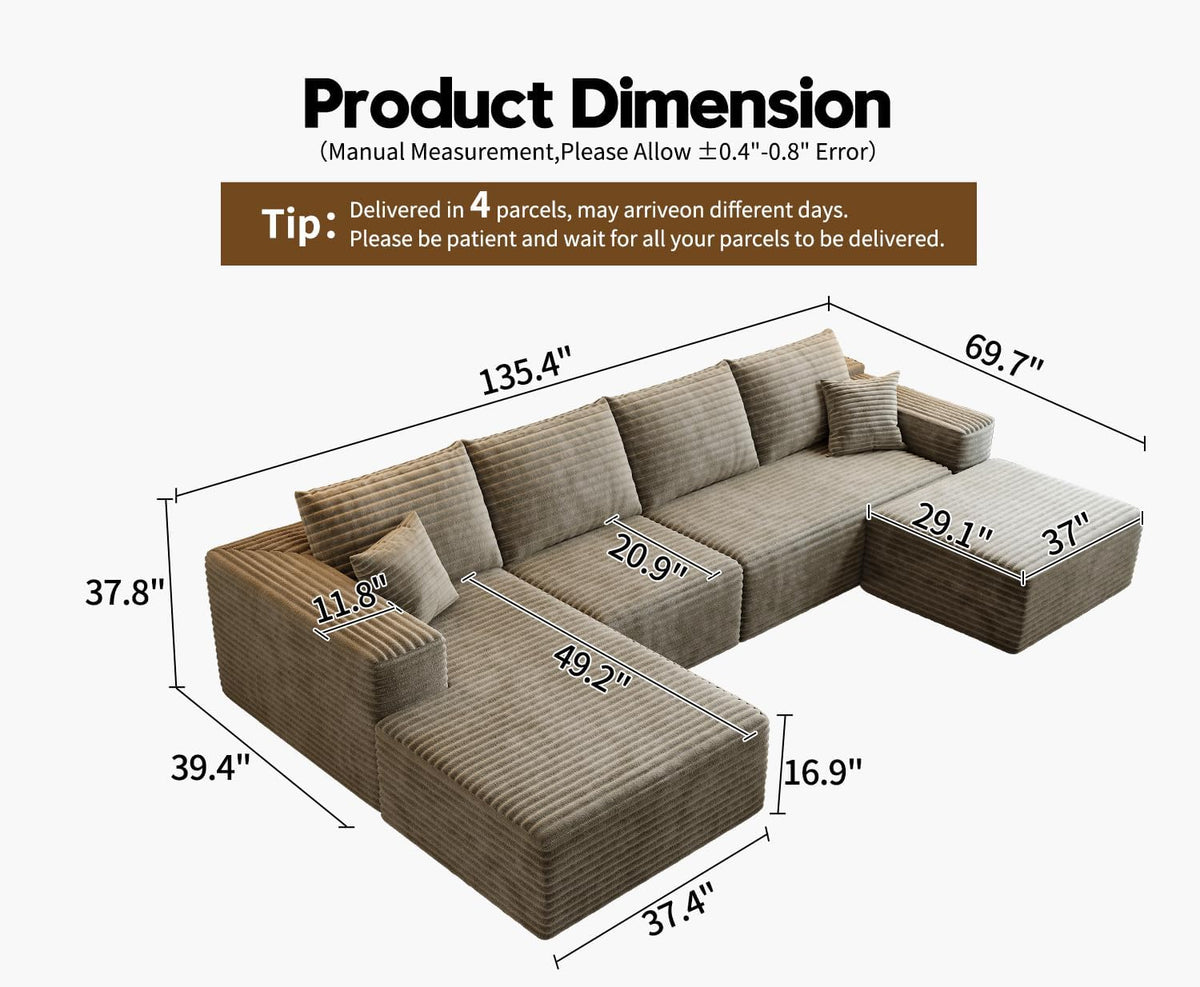 Settab Modular Sectional Sofa, 2 Seater Left-Facing Chaise, Black, 68.9 inch D x 107.5 inch W x 36.3 inch H
