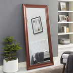 Full Length Oversized Rectangle Wall Mirror With Smooth Faux Wood Frame