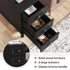 Solid Wood Narrow End Table With 3 Drawers - Fully Assembled
