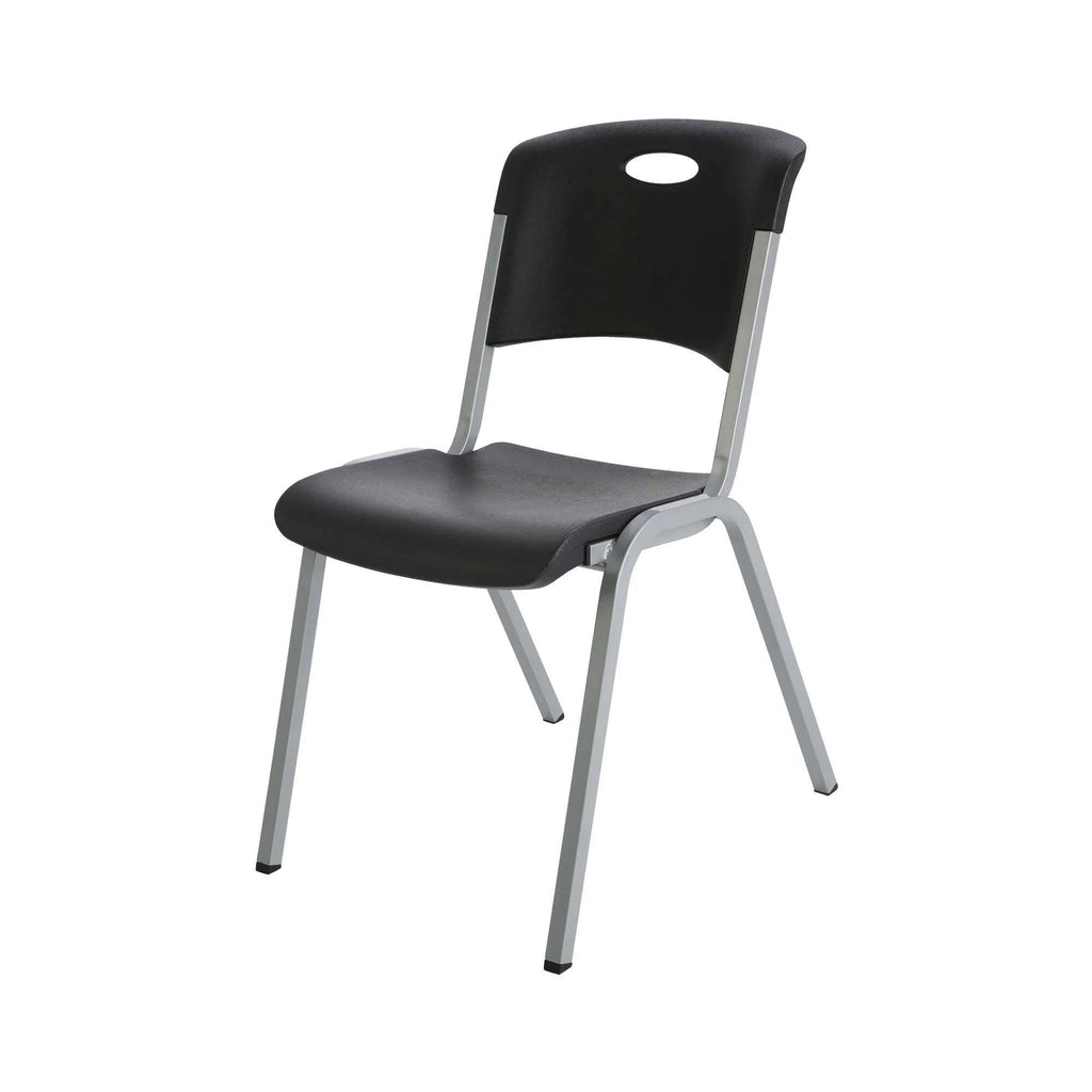 Lifetime Steel-Framed Indoor/Outdoor Commercial Grade Stacking Chairs, Black & Silver, Set Of 14 - 80569
