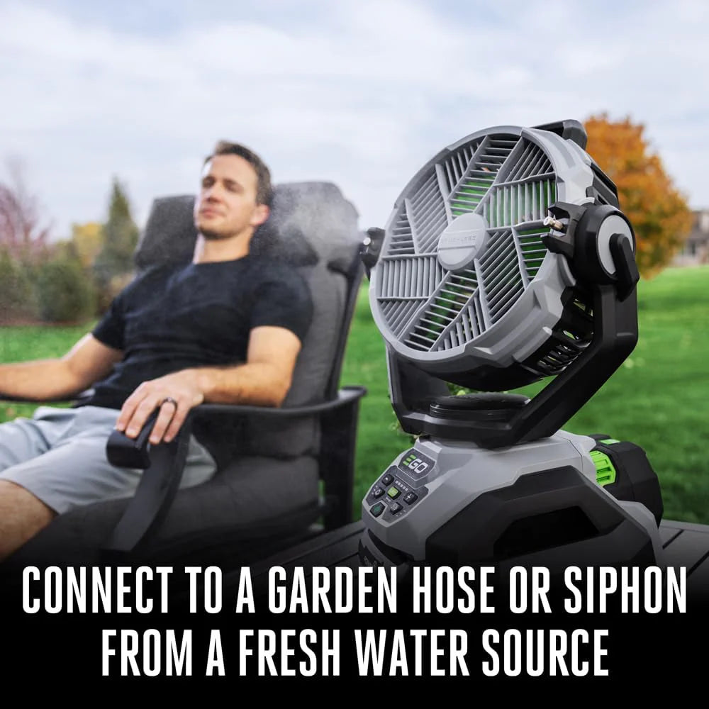 POWER+ 18 in Portable Outdoor Electric Misting Fan, 5 Speeds