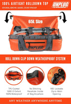 UNPLUG Waterproof Duffel Backpack, 65L, Adventure Orange - 100000
