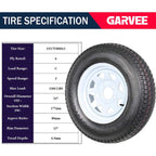 Set Of 2 Trailer Tire And Wheel Assemblies 175-80 5 Lug 6PR White Spoke Load Range C