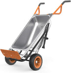 Multi-Function Two-Wheel Garden Cart Dolly With Flat-Free Tires, Orange, Black And Silver, 18 Inches X 12 Inches X 42 Inches