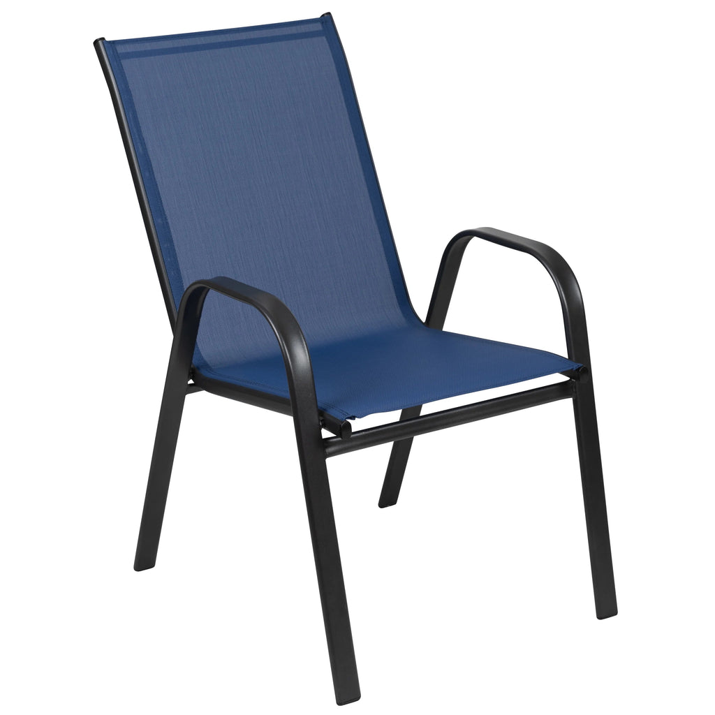 Emma + Oliver Outdoor Stack Chairs, Gray, 4 Pack, 21.25in W x 29in D x 36in H