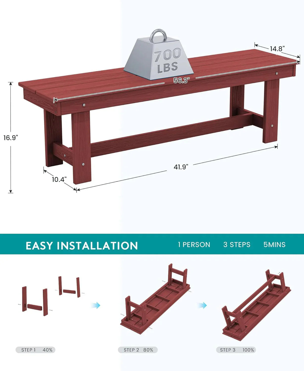 SERWALL 7-Piece HDPE Patio Dining Set, Aruba, 66.9in D x 32.2in W x 29.1in H