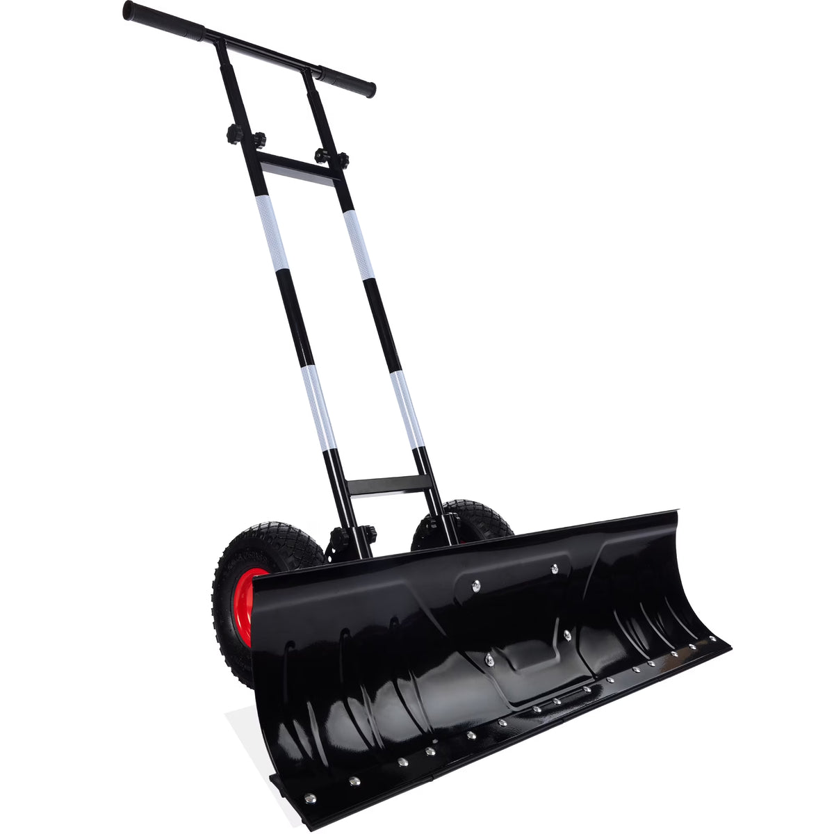Best Choice Products 36in Galvanized Steel Blade Hand Snow Pusher With 2 Wheels, Adjustable Handle, Black