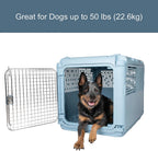 SportPet Designs Plastic Airline Approved Rolling Dog Kennel With Wire Door, XXX-Large, Gray, 48in L x 32in W x 36in H