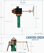 Backyard Discovery Canyon Creek Cedar Wood Swing Set With 8-Foot Wave Slide, Clubhouse And Play Kitchen