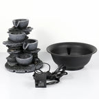 4-Tier Indoor Water Fountain - 7.8 x 7.8 x 10.6 in, Gray Resin