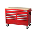 Husky Mobile Workbench With 9 Drawers, Hardwood Top And Power Connection, 117 cm W x 62 cm D - High-Gloss Black