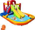 Kids' 12 In 1 Inflatable Water Slide Bounce House With Splash Pool, Double Cannon And Blower - 187in L x 128in W x 76in H