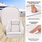 Pontoon Boat Captain's Bucket Seat, White & Blue, 19.5 in H x 22 in W x 21.5 in D - Boat Cabin Seating