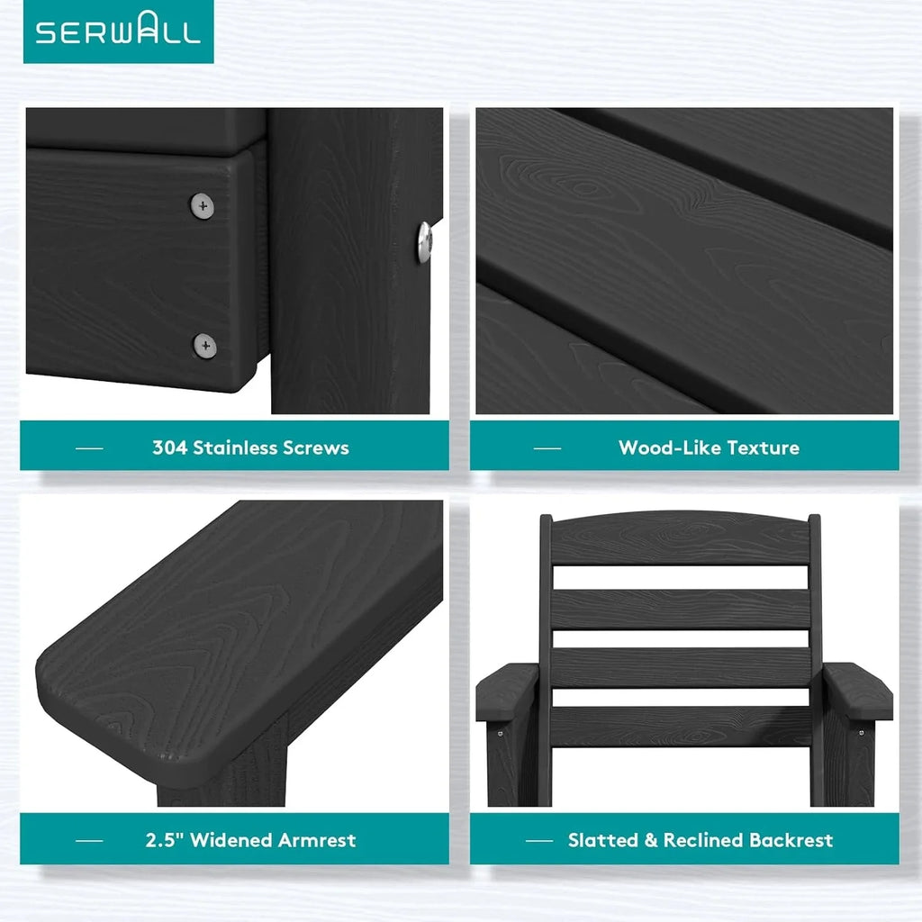 SERWALL 7-Piece HDPE Patio Dining Set, Aruba, 66.9in D x 32.2in W x 29.1in H