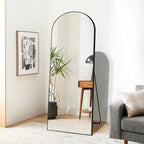 Full-Length Floor Mirror 64x21, Aluminum Alloy Frame With Stand And Wall Mount Option