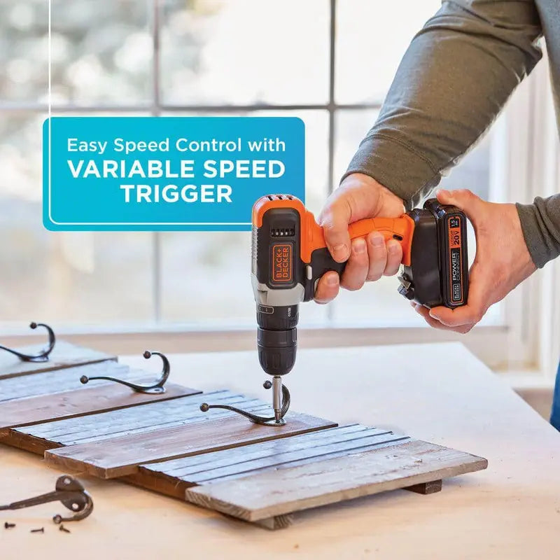 BLACK+DECKER 20V Lithium-Ion Cordless 3/8 in Drill/Driver With 1.5Ah Battery And Charger - BCD702C1