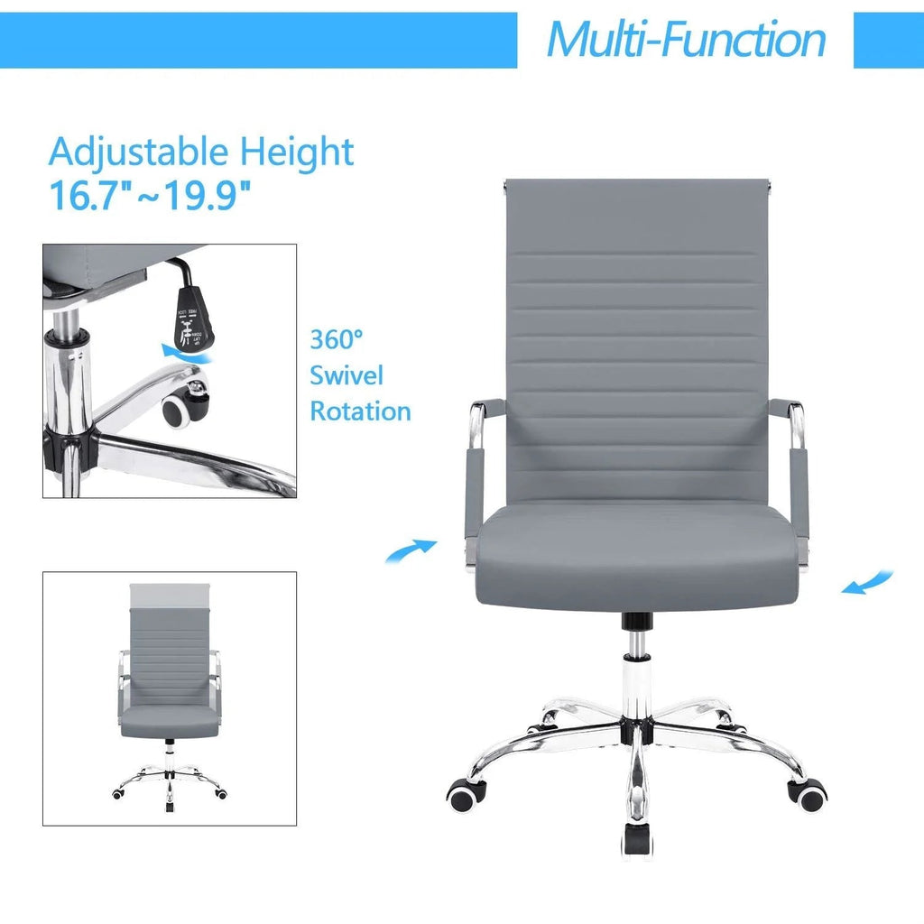 Ergonomic High-Back Office Chair With PU Leather Upholstery And 360-Degree Swivel