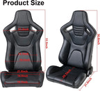 VEHITO Ergonomic Sport Racing Seats, 1 Pair, Orange Black, PVC - Adjustable Double Slides
