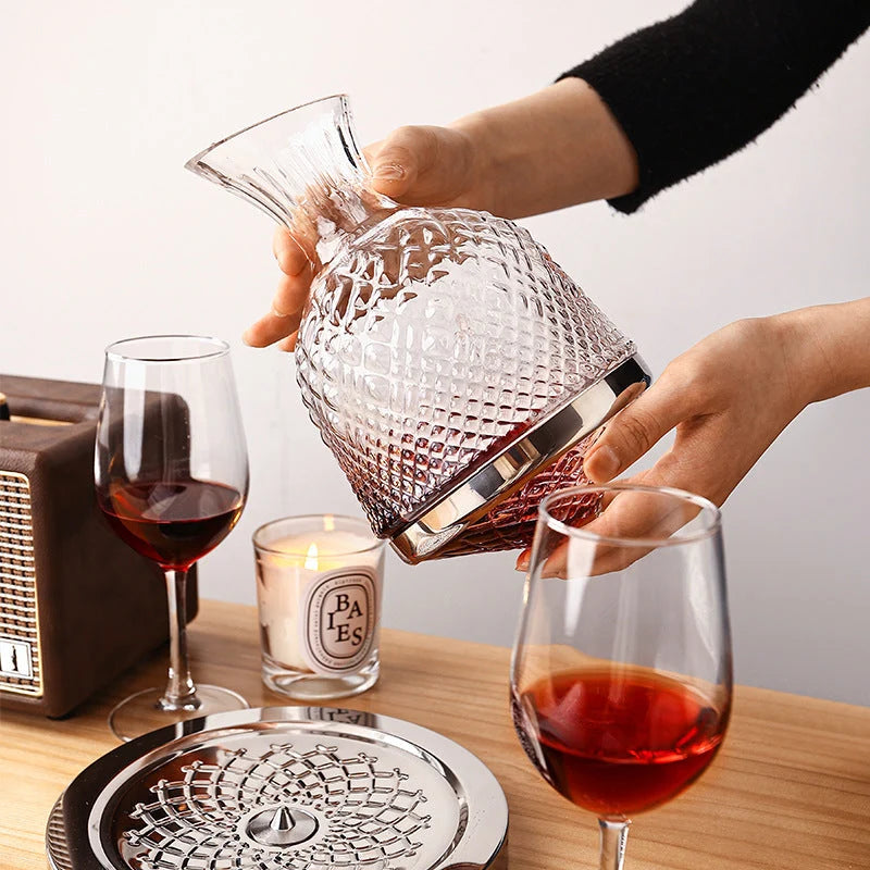 Glass Wine Decanter With Metal Display Stand