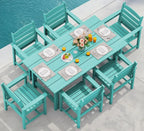 SERWALL 7-Piece HDPE Patio Dining Set, Aruba, 66.9in D x 32.2in W x 29.1in H