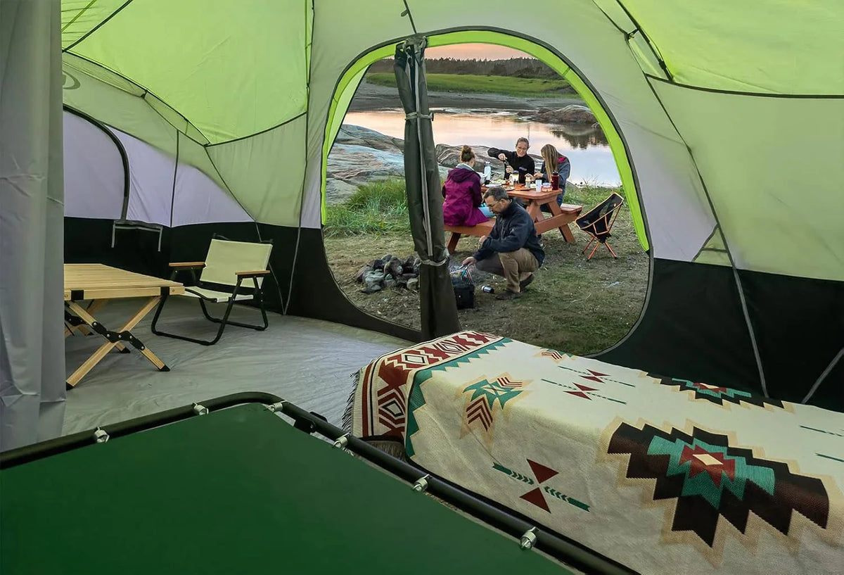 unp 10-Person Camping Tent, 18ft x 9ft x 78in, 2 Rooms, 5 Mesh Windows