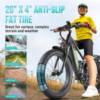 1000W Full-Suspension Fat Tire E-Bike, 26-Inch, 48V, 17.5Ah, 7-Speed - Black