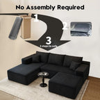 Settab Modular Sectional Sofa, 2 Seater Left-Facing Chaise, Black, 68.9 inch D x 107.5 inch W x 36.3 inch H
