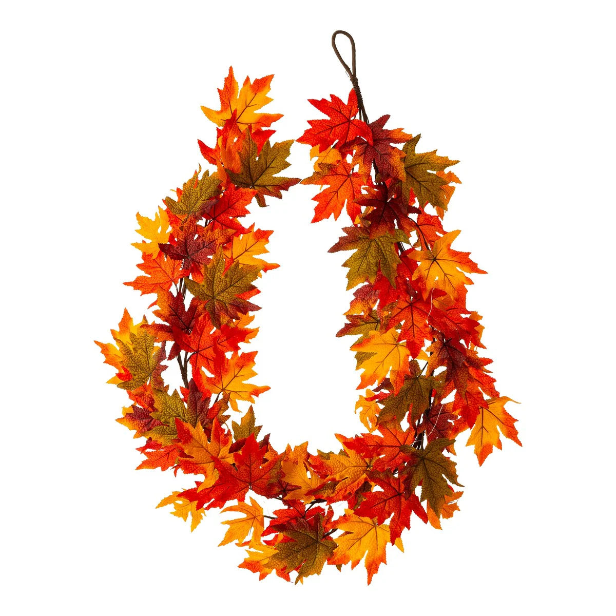 Thanksgiving LED Lighted Fall Maple Leaf Wreath And Garland, 24 in Wreath / 72 in Garland - 20 Clear Lights