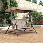 Outdoor Deck Swing, 3-Person, Brown - 122.9D x 195.6W x 178.8H Centimetres
