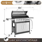 Sophia & William 4-Burner Propane Gas Grill, 542 Sq. In., Silver - E02GR001