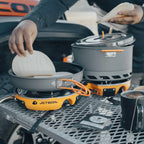 Genesis Two-Burner Propane Camping Cooking System With 10 Inch Fry Pan And 5 Liter Pot