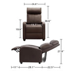 PU Leather Recliner Chair, 27.6 x 35.8 x 38.6 in, 3 Reclining Positions
