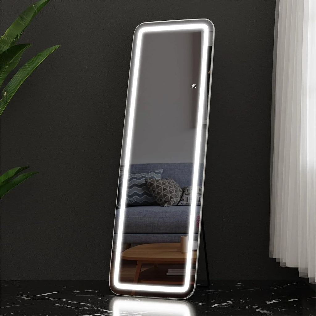 LED Full-Length Floor Mirror With Stand, 64 x 21 Inch