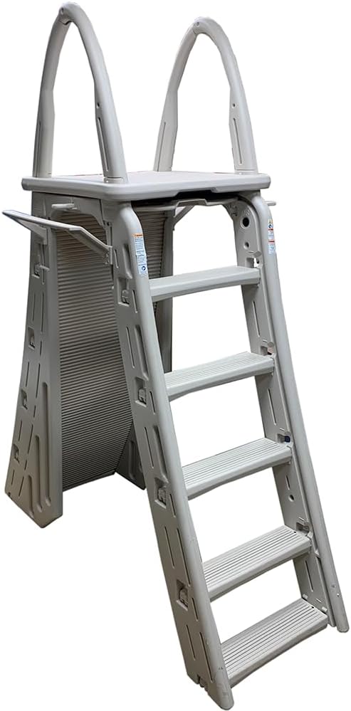 Confer Plastics Adjustable A-Frame Pool Safety Ladder, 48 to 56 in, Warm Grey - 7200
