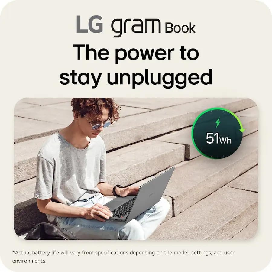 LG Gram Book 15 Business Laptop, 15.6-inch FHD IPS Display, 32GB RAM, 1TB SSD - Intel i5-1334U With Hub