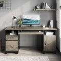 59in Executive Computer Desk With 2 Drawers, Storage Cabinet, Keyboard Tray And 2 Pedestals