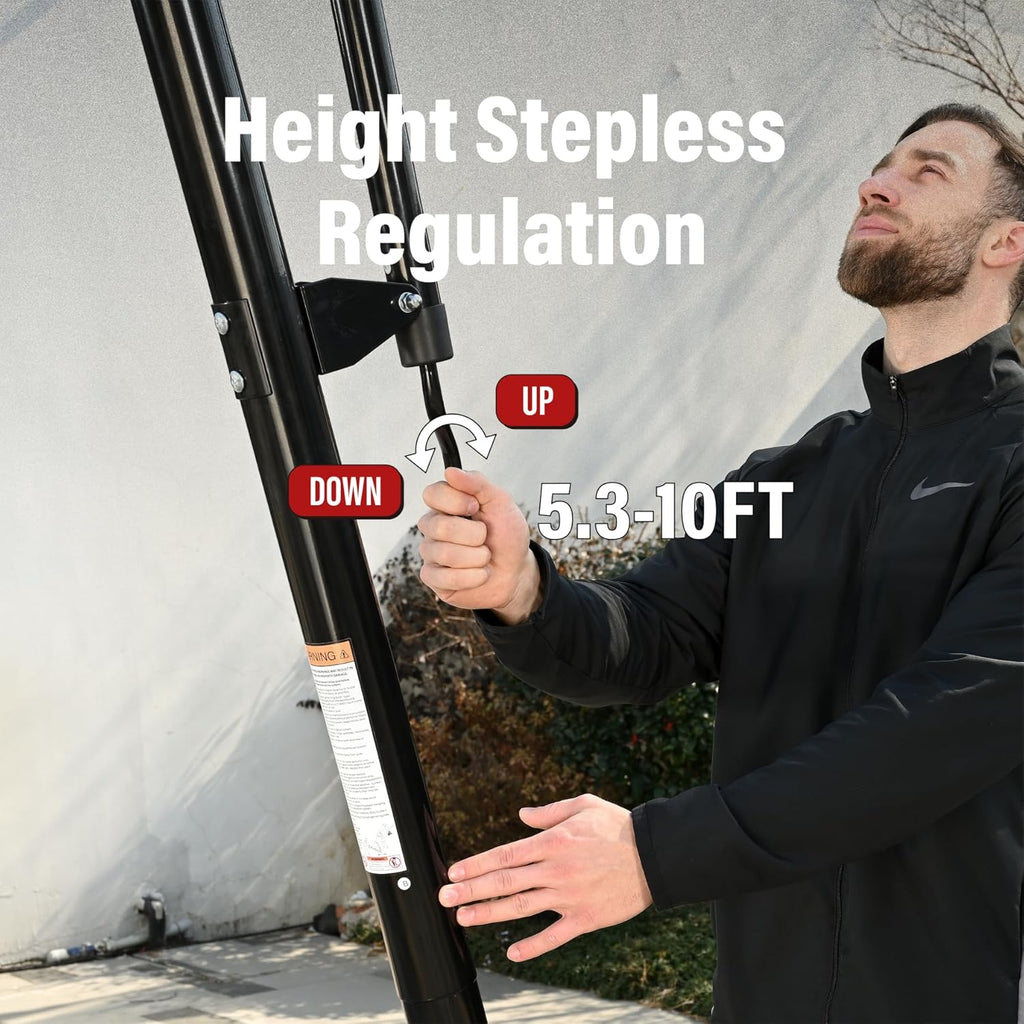 Portable Basketball Hoop With 48 Inch Backboard, 5.3-10ft Adjustable Height - 48 PORTABLE BASKETBALL HOOP
