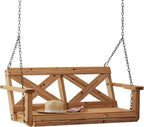 Backyard Discovery Cedar Wood Farmhouse Outdoor Porch Swing Bench, 55in, Light Brown, 600 Lbs Capacity