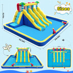 ELEMARA Inflatable Water Slide Water Park, 20.66x16.4FT, 3 Slides, 750W Air Blower, Blue