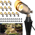 Solid Brass Outdoor Spotlight Fixtures, 12V Bronze, 12 Pack, Bulbs Not Included