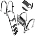 4-Step Telescoping Stainless Steel Boat Ladder With Handrails And Wide Steps - 600 lb Capacity