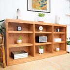 Triple Wide Wood Bookcase, 9 Shelf, 36 Inch Tall, 72 Inch Wide, 10.63 Inch Deep