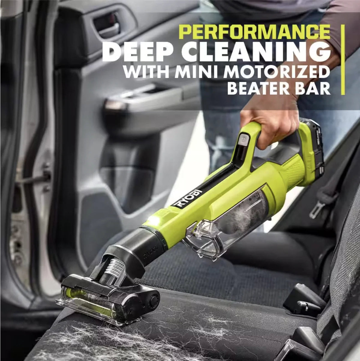 Ryobi 18V ONE+ Cordless Hand Vacuum With Powered Brush, Black Green - PCL700B