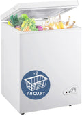 7.0 Cu Ft Chest Freezer, White, 21.1in W x 20.3in D x 32.3in H