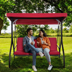 Arlopu 3-Person Outdoor Convertible Porch Swing Glider With Canopy